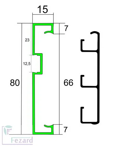 Алюминиевый плинтус Fezard Кабельный ALP-G80-LF Алюминий 80*15*2500 мм в Тольятти