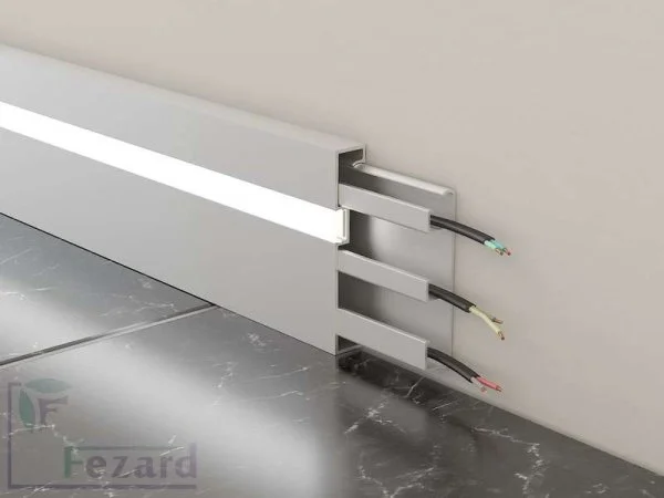 Алюминиевый плинтус Fezard Кабельный ALP-G80-LF Алюминий 80*15*2500 мм в Тольятти